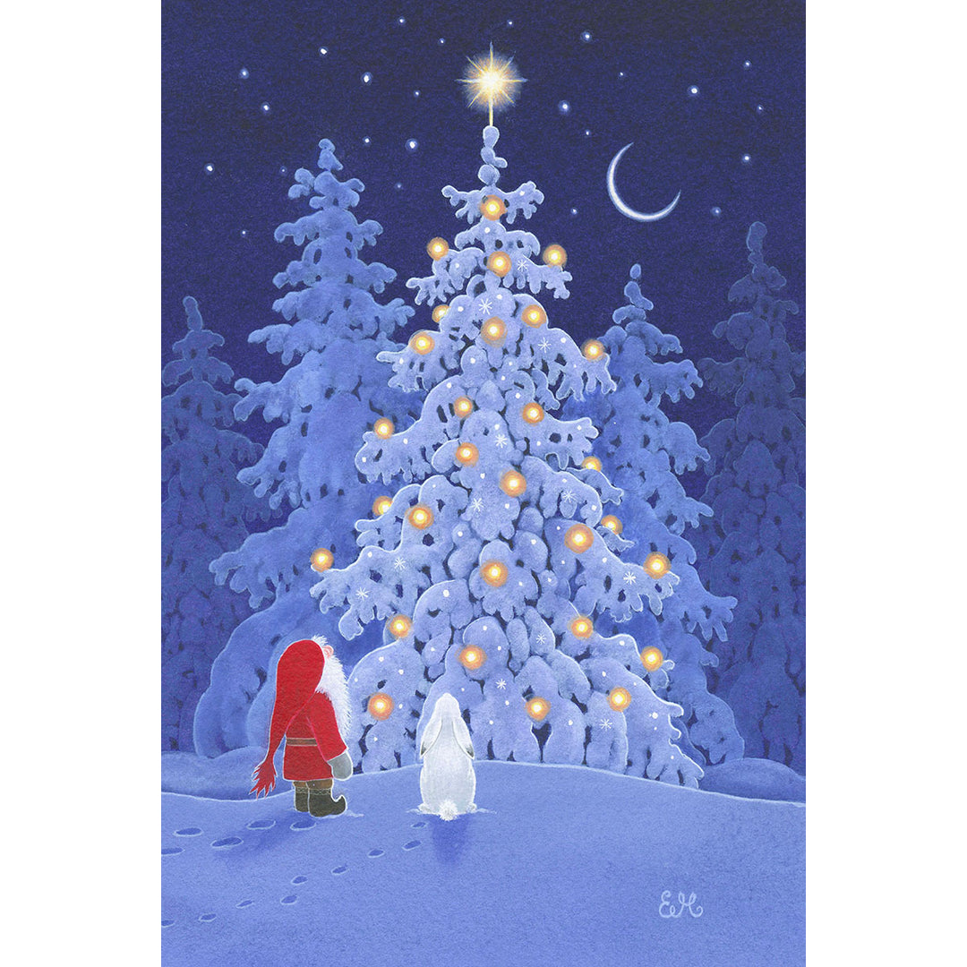 Paper Poster, Eva Melhuish Tomte & Bunny at Tree