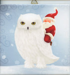 6" Ceramic tile, Snowy Owl with Santa