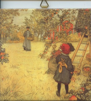 6" Ceramic tile, Carl Larsson Apple harvest