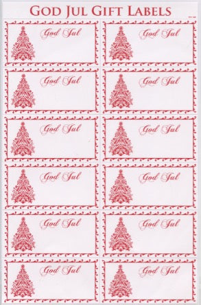 God Jul Tree Gift Label Stickers