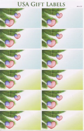 USA Heart Flag Gift Label Stickers