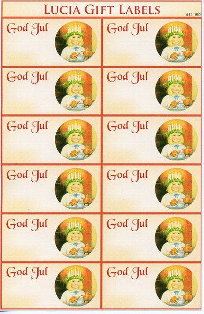 God Jul Lucia Gift Label Stickers