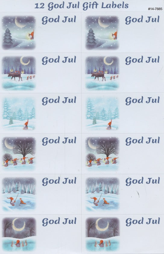 Gnome God Jul Gift Label Stickers