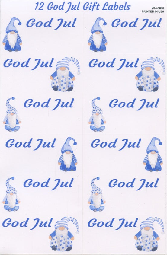 God Jul Gnome Gift Label Stickers