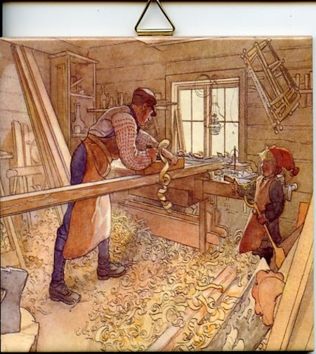 6" Ceramic tile, Carl Larsson Carpenter's workshop