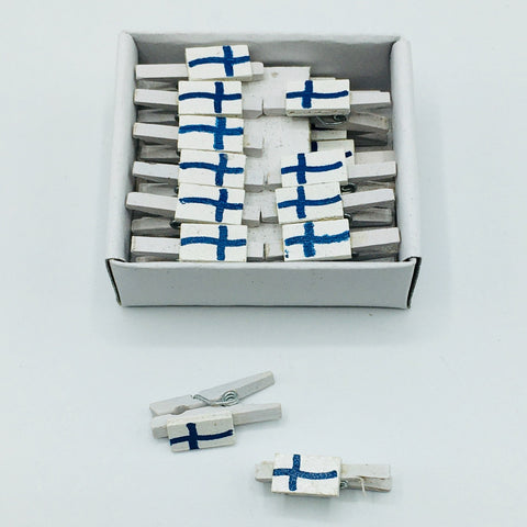 Mini Clothes pins with Finland Flags - Box of 12