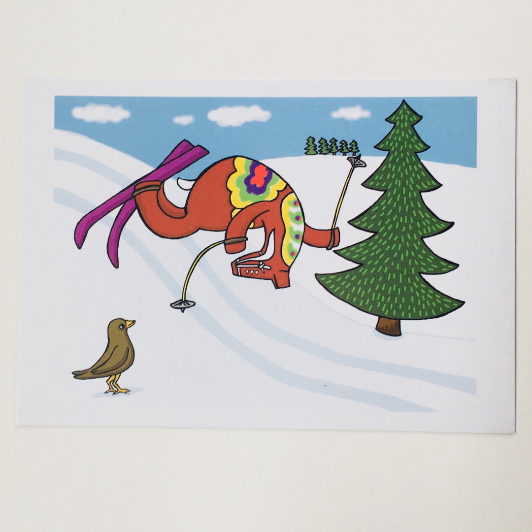 Post card, Karin Didring Dala horse skier