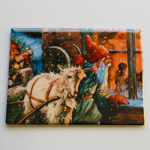 Rectangle Magnet, Tomte with Goat