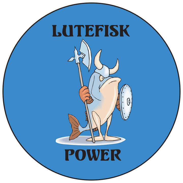 Lutefisk Blue round button/magnet