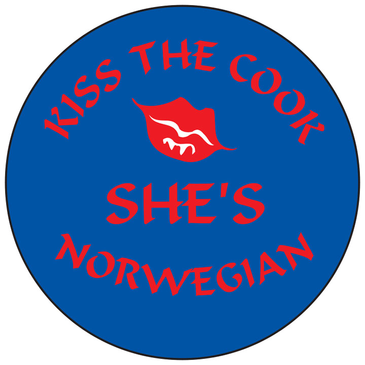 Kiss the cook Norwegian round button/magnet