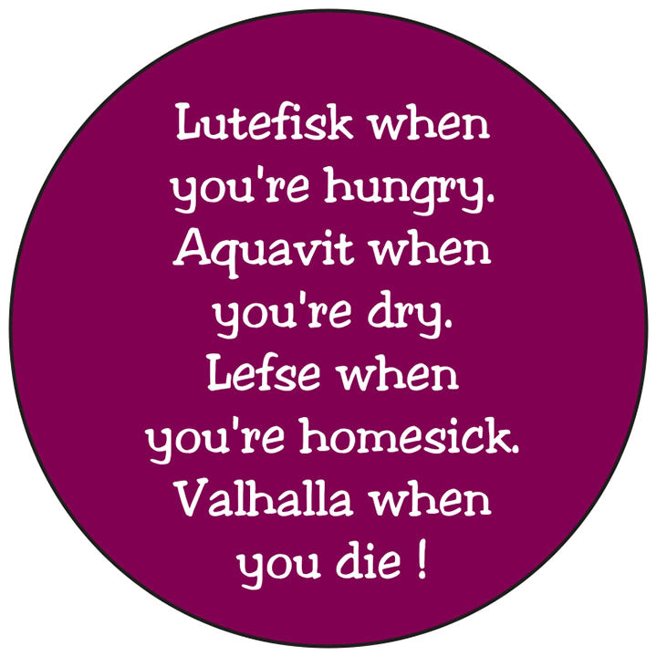 Lutfisk poem round button/magnet