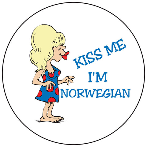 Kiss me Norwegian round button/magnet