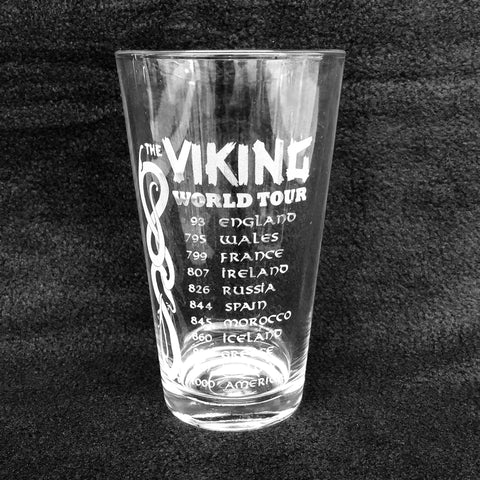 Etched 16oz pint glass - Viking World Tour
