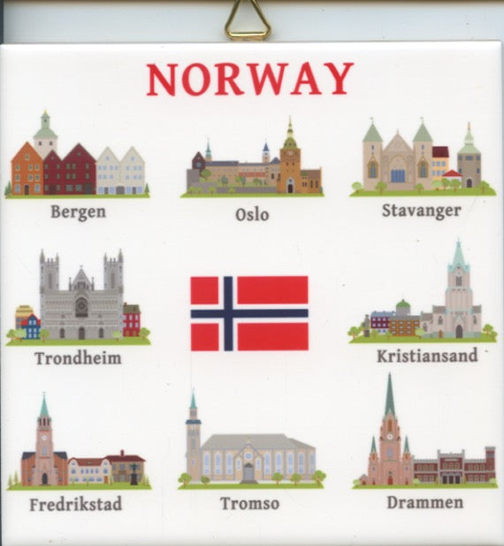 6" Ceramic tile, Norway Landmarks