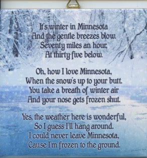 6" ceramic Tile, Minnesota Frozen Poem