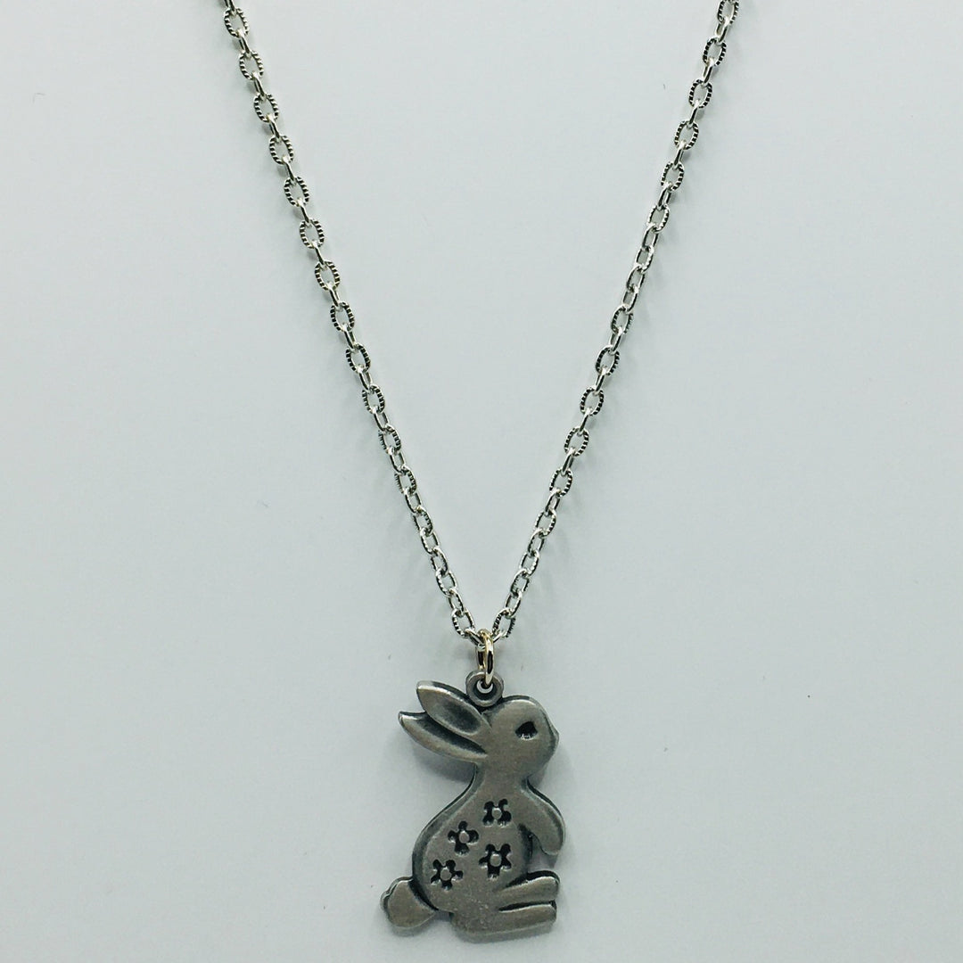 Swedish Pewter Bunny Rabbit Pendant Necklace