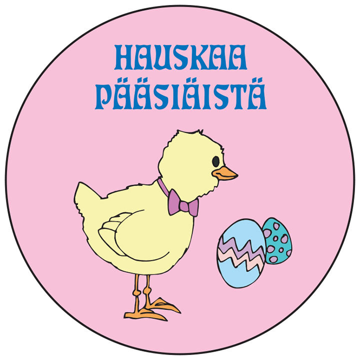 Happy Easter (Finnish) round button/magnet