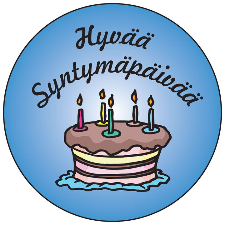 Finnish Happy birthday round button/magnet