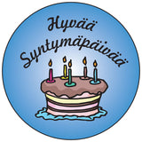 Finnish Happy birthday round button/magnet