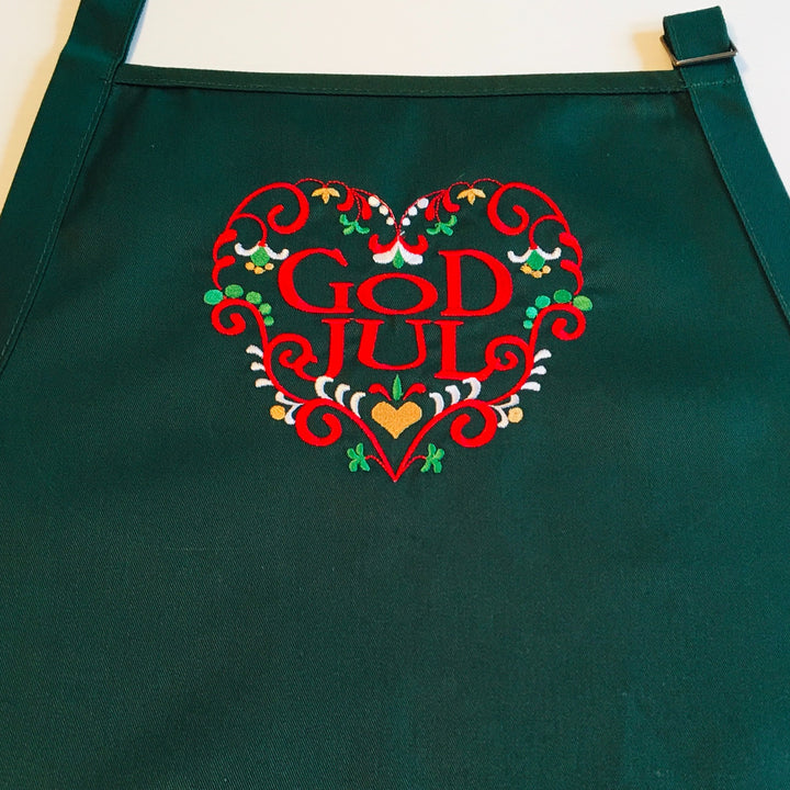 Apron - Embroidered God Jul Heart