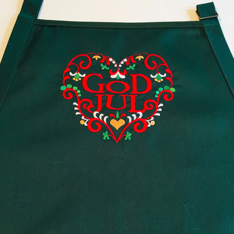 Apron - Embroidered God Jul Heart