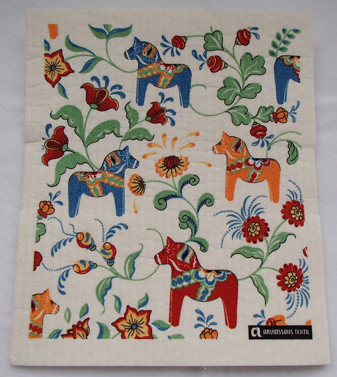 Swedish Dishcloth  - Dala horses & Kurbits