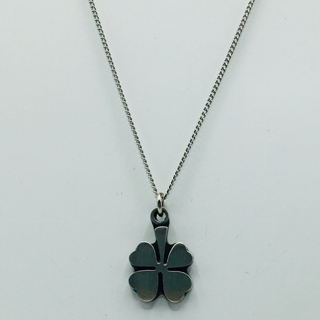 Swedish Pewter Clover Shamrock Pendant Necklace