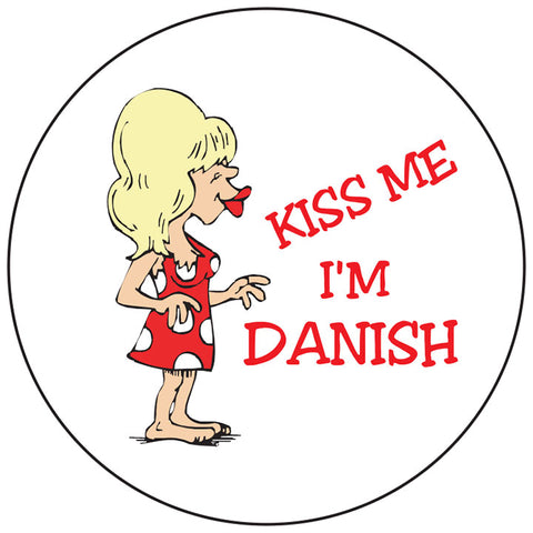 Kiss me Danish round button/magnet