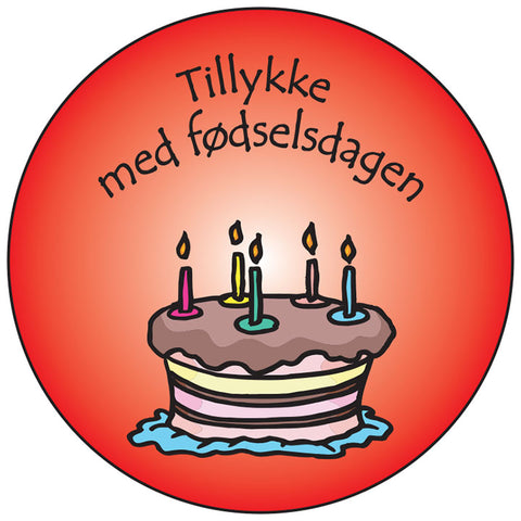 Danish happy birhtday round button/magnet