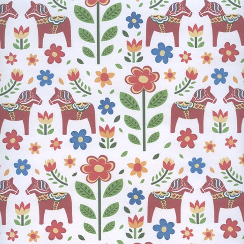 Dala Horse & Flowers Gift wrap or craft paper