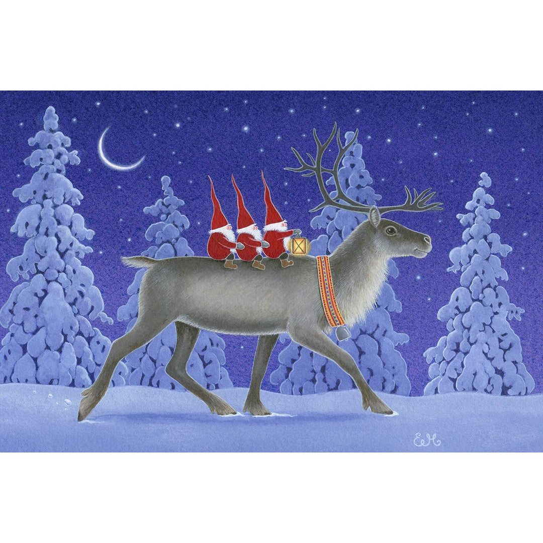 Rectangle Magnet, Eva Melhuish Reindeer with Tomtar