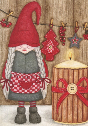 Boxed cards, Tomte lady with candle