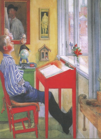 SALE Note Cards, Carl Larsson Boy at desk Package of 6