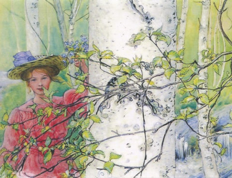 Boxed Note Cards, Carl Larsson Lady at the Birch tree