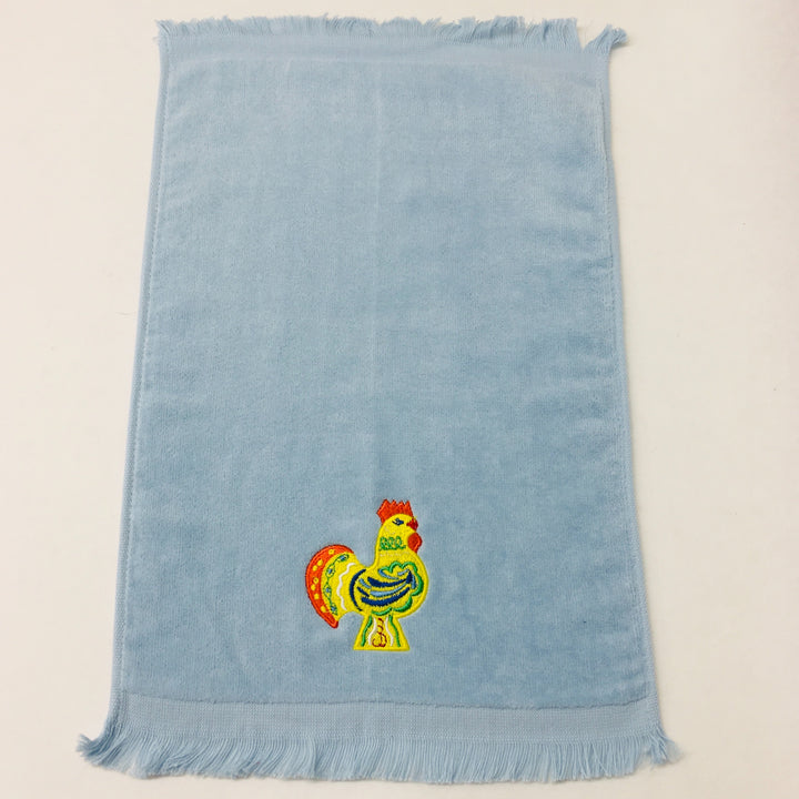 SALE Finger tip towel - Rooster on Light Blue