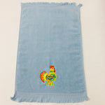 SALE Finger tip towel - Rooster on Light Blue