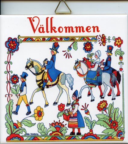 6" Ceramic tile, Välkommen folk costume people