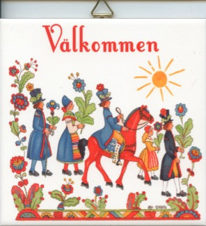 6" Ceramic tile, Välkommen folk costume people