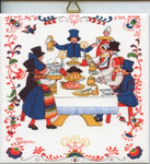 6" Ceramic tile, Dinner table with folk costume people