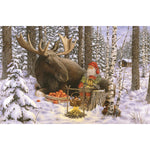 Boxed cards, Jan Bergerlind Tomte and moose with camp fire