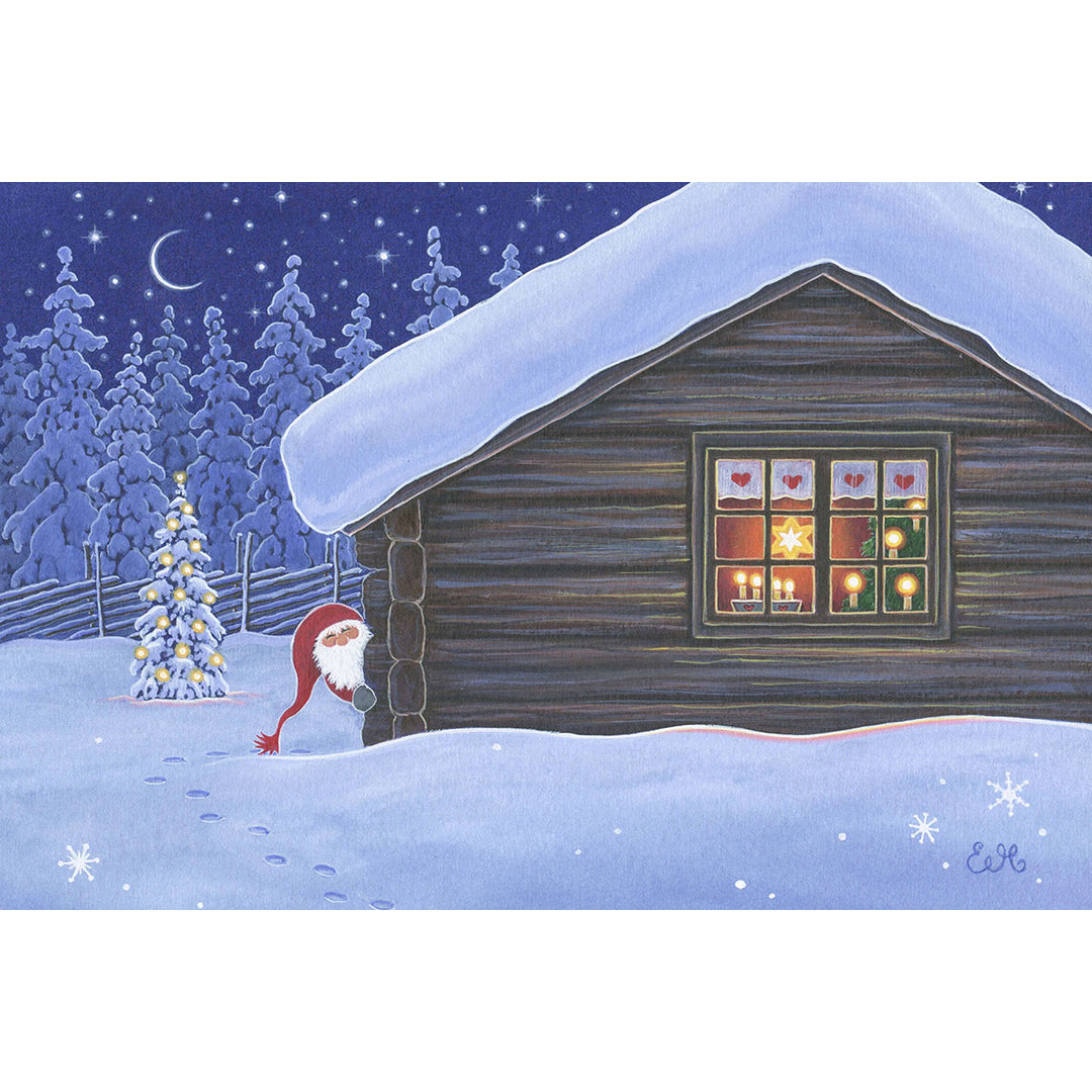 Paper Poster, Eva Melhuish Tomte Peeking around House