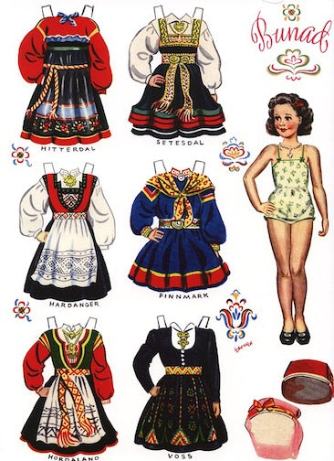 Norwegian Bunad Paper Dolls - Set of 4