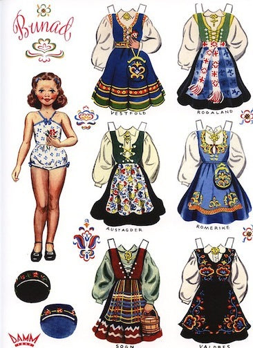 Norwegian Bunad Paper Dolls - Set of 4