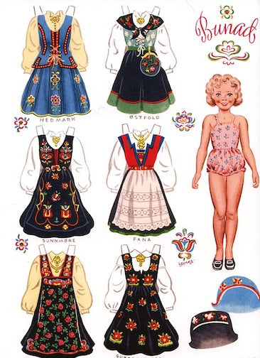 Norwegian Bunad Paper Dolls - Set of 4