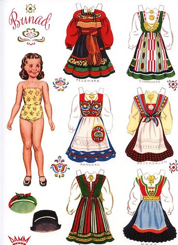 Norwegian Bunad Paper Dolls - Set of 4