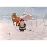 Boxed cards, Jan Bergerlind tomte with horse in snow