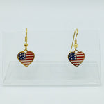 USA Flag Heart Earrings - Posts or Hooks