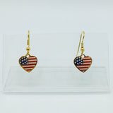 USA Flag Heart Earrings - Posts or Hooks