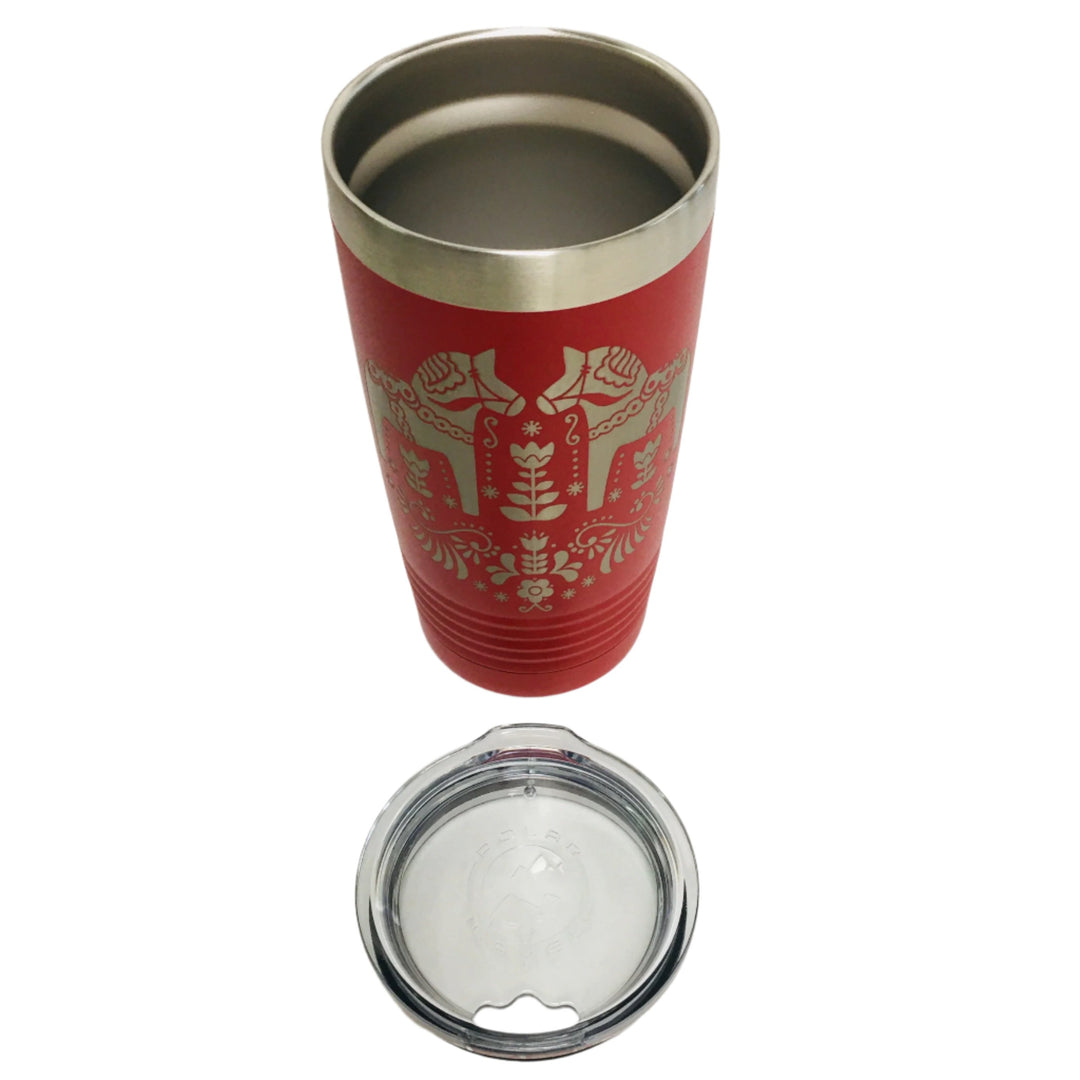 Dala Horses on Red 20 oz Stainless Steel hot/cold Cup