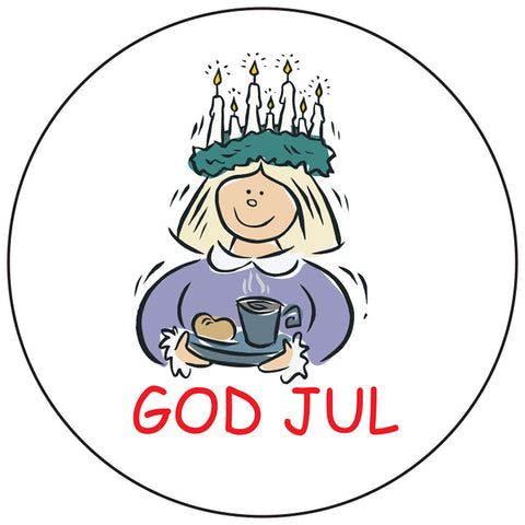 God Jul Lucia round button/magnet